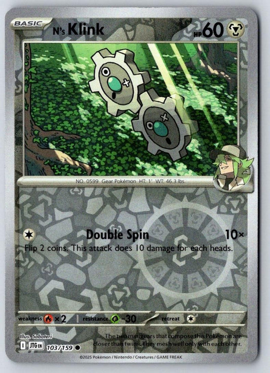 N's Klink 103/159 Common Journey Together Pokemon Near Mint