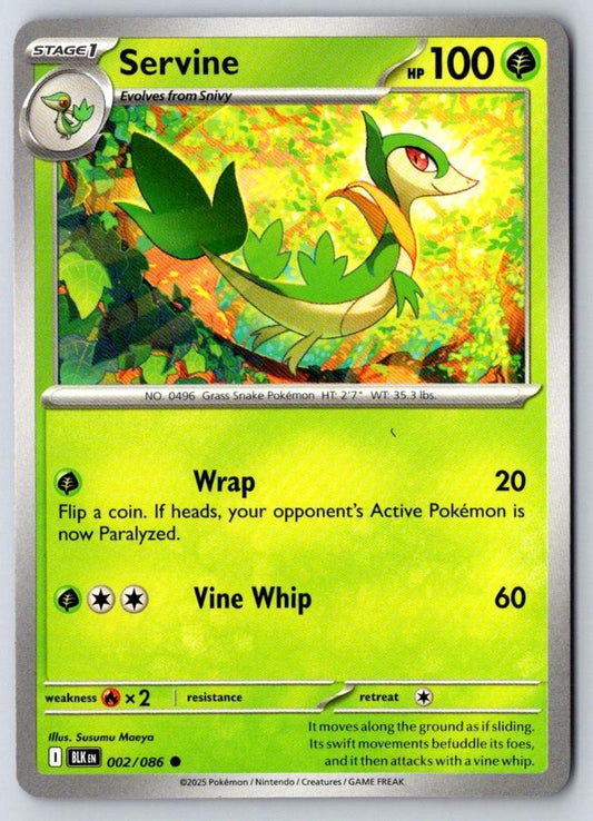 Servine 002/086 Common Black Bolt Pokemon Near Mint