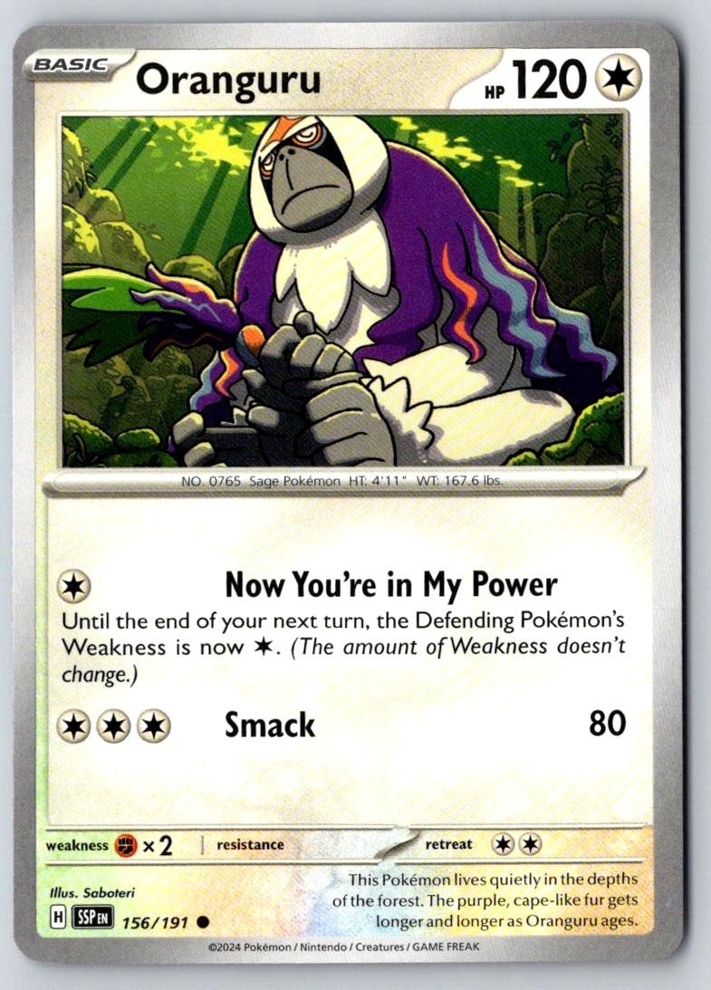 Oranguru 156/191 Common Surging Sparks Pokemon Near Mint