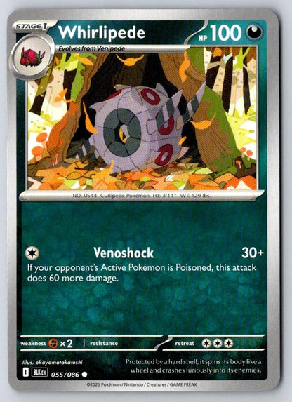 Whirlipede 055/086 Common Black Bolt Pokemon Near Mint