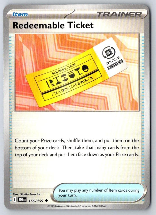 Redeemable Ticket 156/159 Uncommon Journey Together Pokemon Near Mint