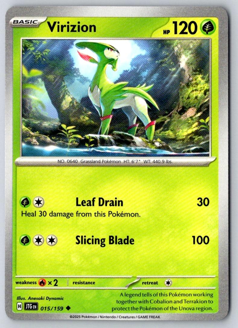 Virizion 015/159 Uncommon Journey Together Pokemon Near Mint