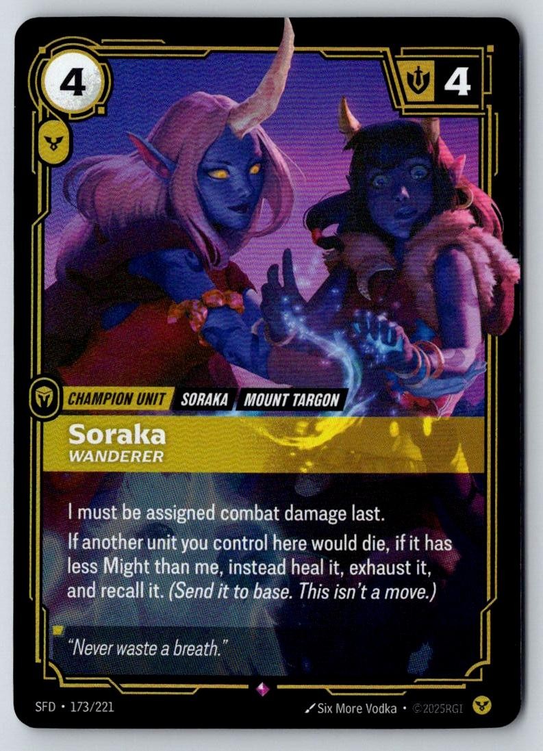 Soraka - Wanderer 173/221 Rare Spiritforged Riftbound Foil Near Mint