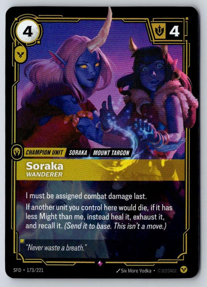 Soraka - Wanderer 173/221 Rare Spiritforged Riftbound Foil Near Mint