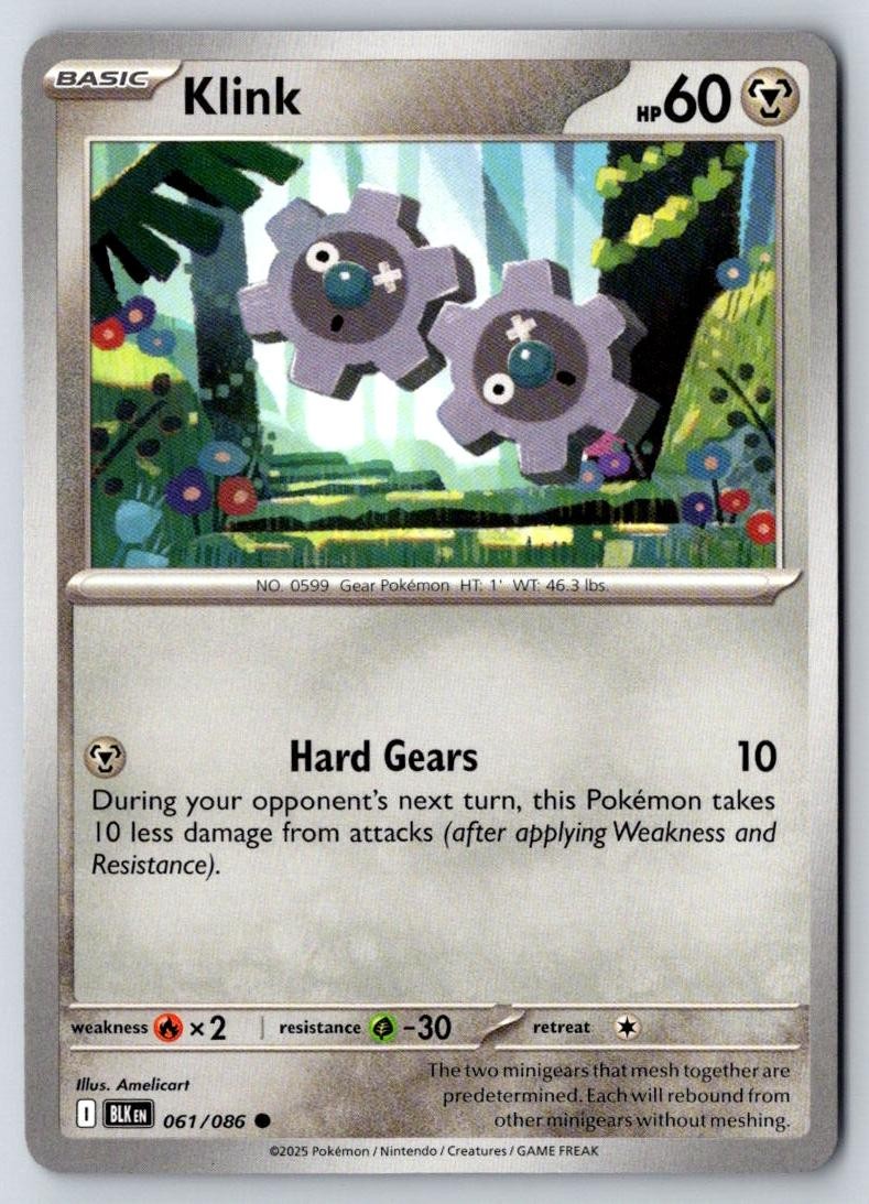 Klink 061/086 Common Black Bolt Pokemon Near Mint