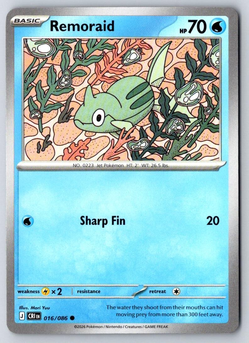Remoraid 016/086 Common Chaos Rising Pokemon Near Mint