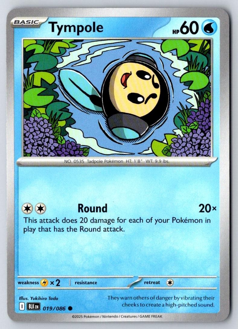 Tympole 019/086 Common Black Bolt Pokemon Near Mint