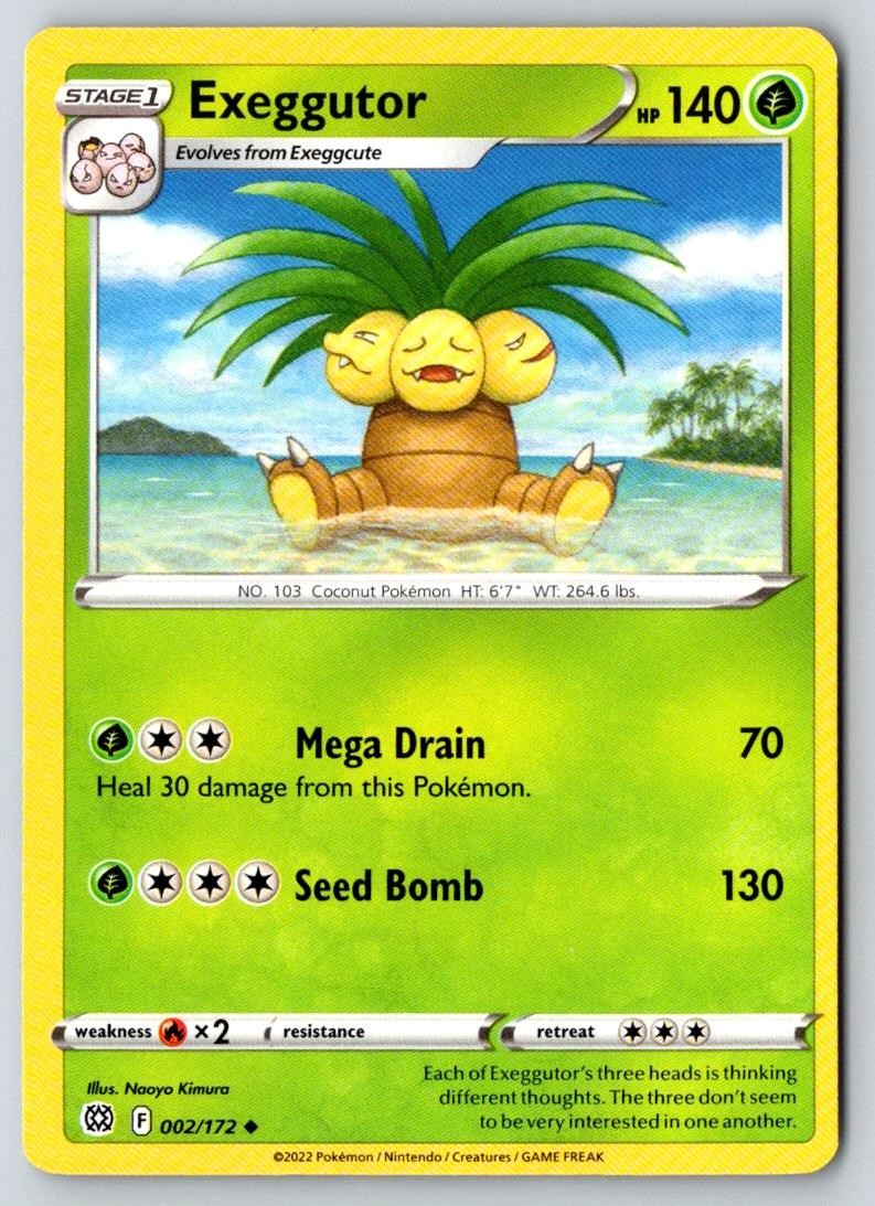 Exeggutor 002/172 Uncommon Brilliant Stars Pokemon Near Mint