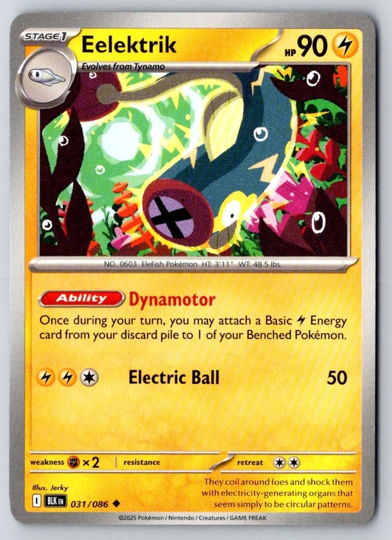Eelektrik 031/086 Uncommon Black Bolt Pokemon Near Mint