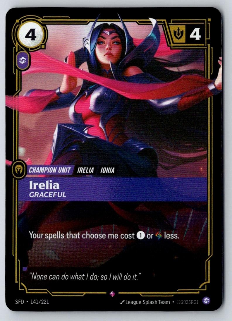 Irelia - Graceful 141/221 Rare Spiritforged Riftbound Foil Near Mint