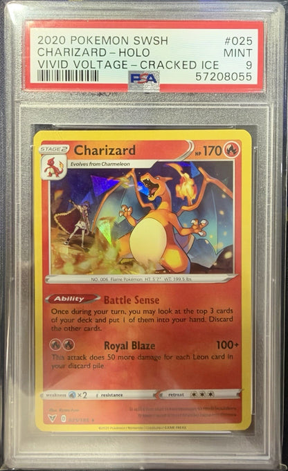PSA 9 Charizard 025/185 Holo Cracked Ice Vivid Voltage 2020 Pokémon TCG SWSH