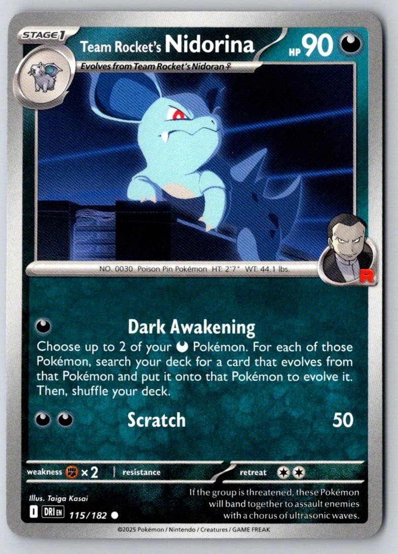 Team Rocket's Nidorina 115/182 Common Destined Rivals Pokemon Near Mint