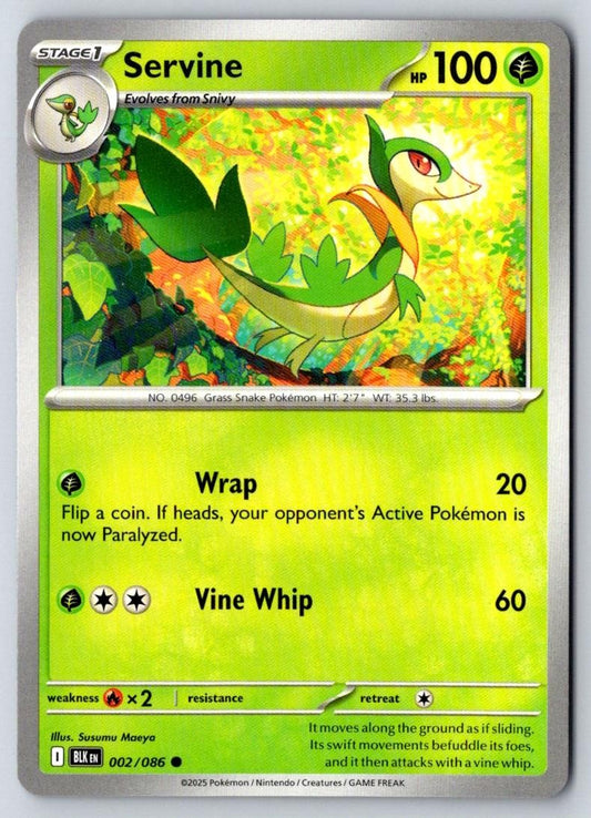Servine 002/086 Common Black Bolt Pokemon Near Mint