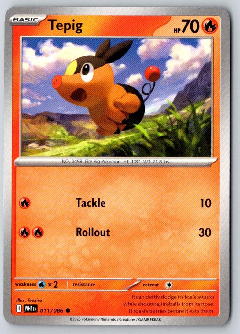 Tepig 011/086 Common White Flare Pokemon Near Mint