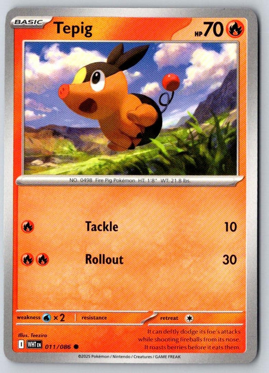 Tepig 011/086 Common White Flare Pokemon Near Mint