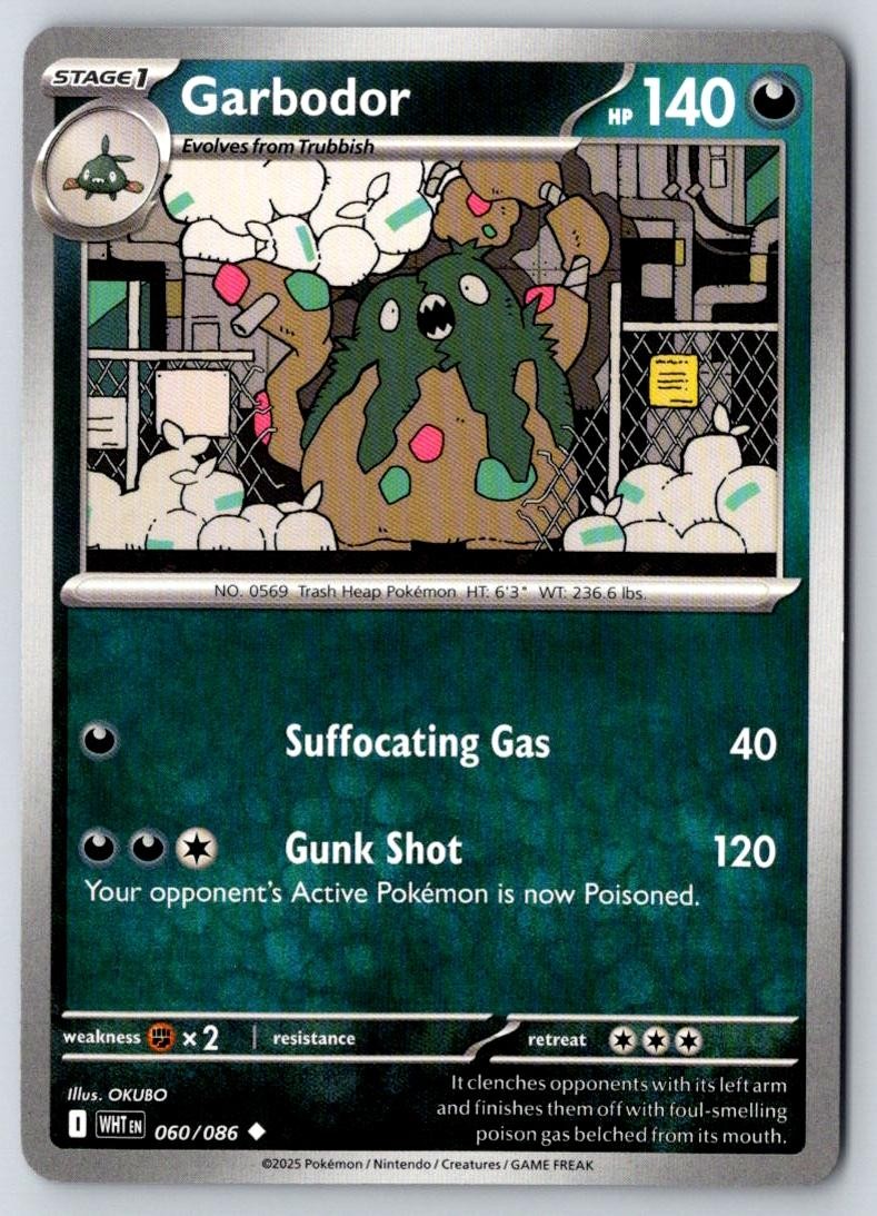 Garbodor 060/086 Uncommon White Flare Pokemon Near Mint