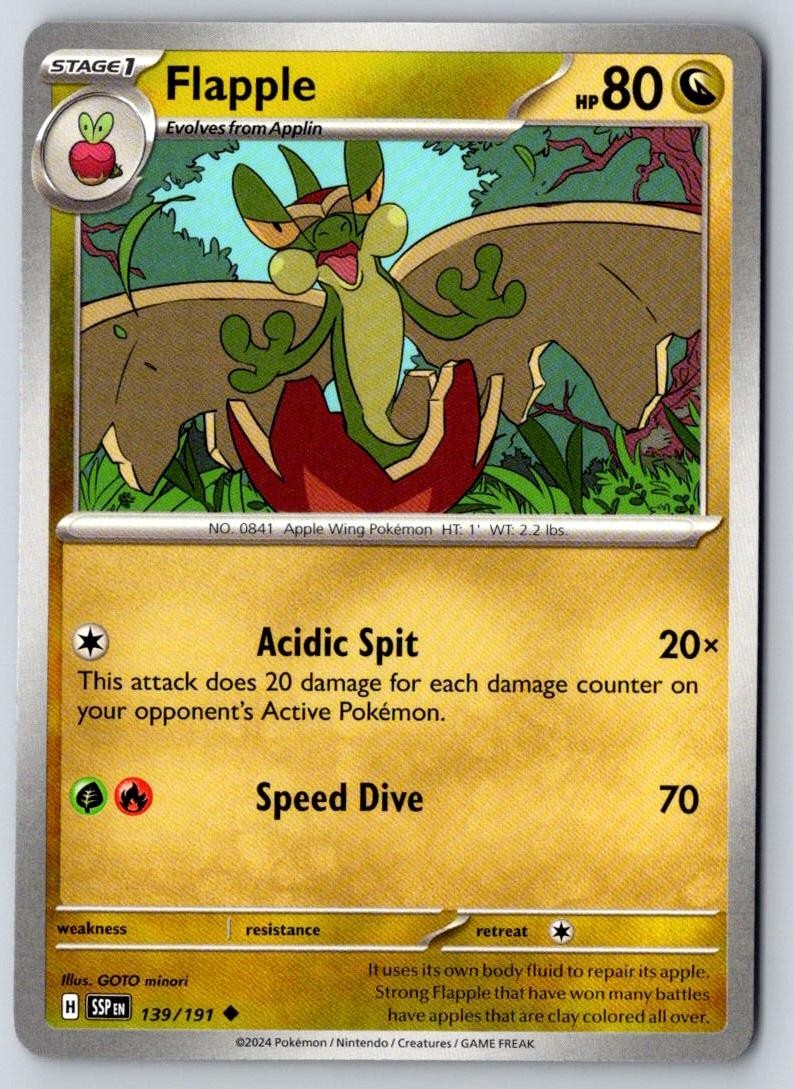 Flapple 139/191 Uncommon Surging Sparks Pokemon Near Mint
