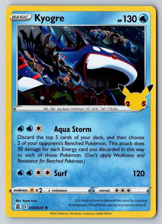 Kyogre 003/025 Rare Celebrations Pokemon Holo Near Mint