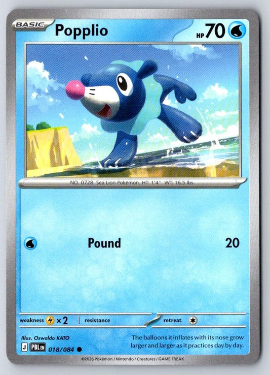 Popplio 018/084 Common Pitch Black Pokemon Near Mint