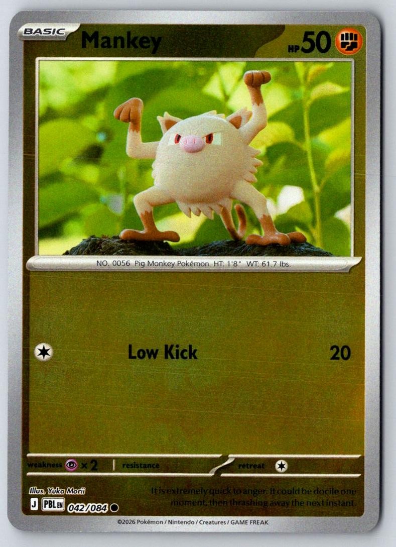 Mankey 042/084 Common Pitch Black Pokemon Near Mint