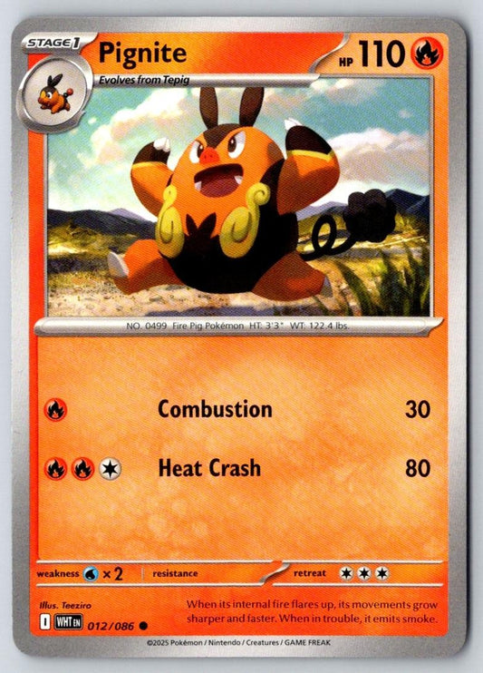 Pignite 012/086 Common White Flare Pokemon Near Mint