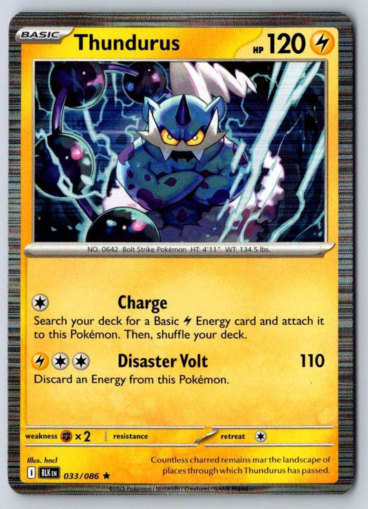 Thundurus 033/086 Holo Rare Black Bolt Pokemon Near Mint
