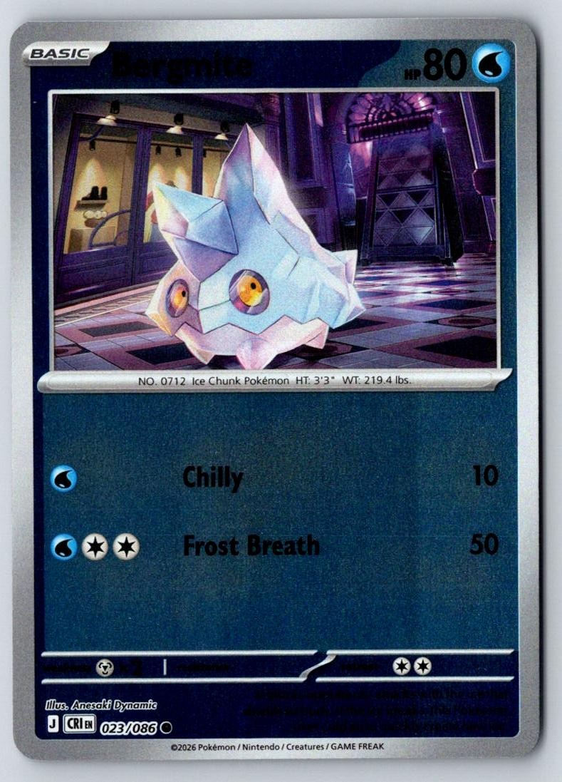 Bergmite 023/086 Common Chaos Rising Pokemon Near Mint