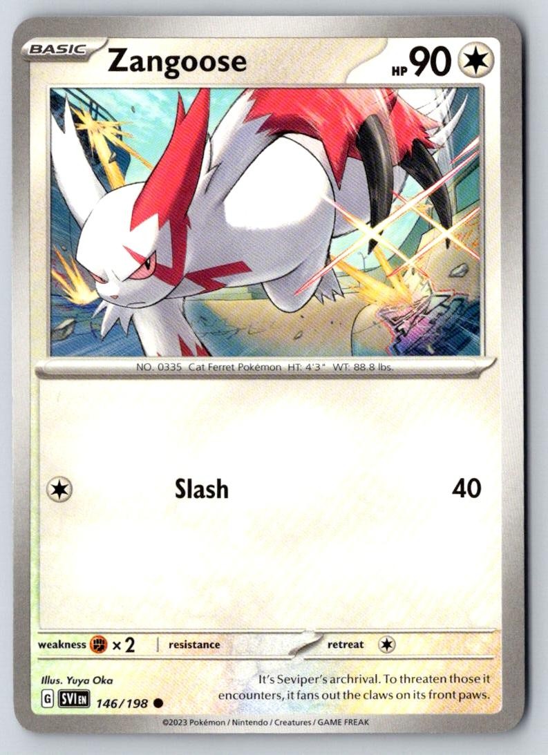 Zangoose 146/198 Common Scarlet & Violet Pokemon Near Mint