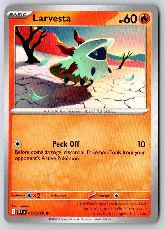 Larvesta 015/086 Common Black Bolt Pokemon Near Mint