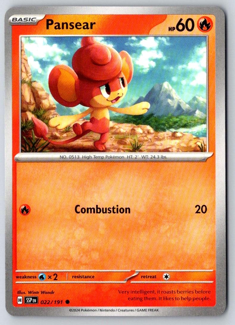 Pansear 022/191 Common Surging Sparks Pokemon Near Mint