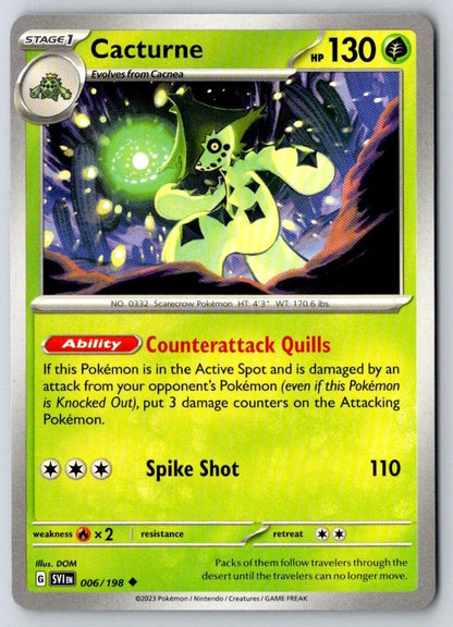 Cacturne 006/198 Uncommon Scarlet & Violet Pokemon Near Mint
