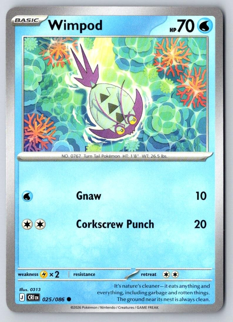 Wimpod 025/086 Common Chaos Rising Pokemon Near Mint
