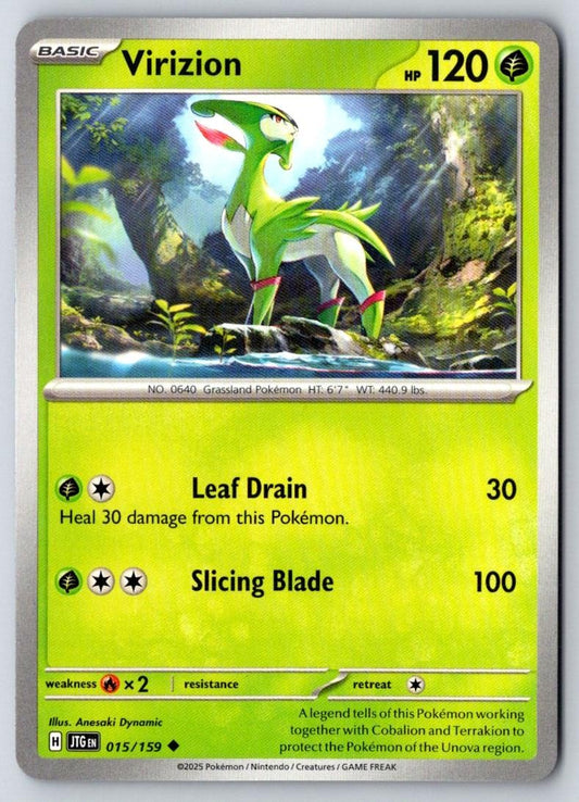Virizion 015/159 Uncommon Journey Together Pokemon Near Mint