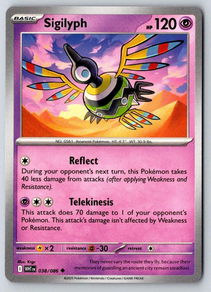 Sigilyph 038/086 Uncommon White Flare Pokemon Near Mint