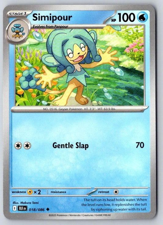 Simipour 018/086 Uncommon Black Bolt Pokemon Near Mint