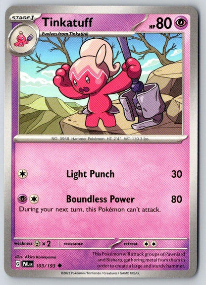 Tinkatuff 103/193 Uncommon Paldea Evolved Pokemon Near Mint