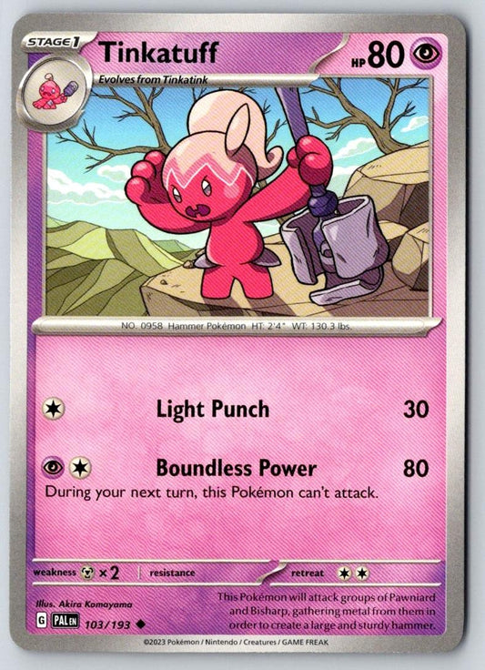 Tinkatuff 103/193 Uncommon Paldea Evolved Pokemon Near Mint