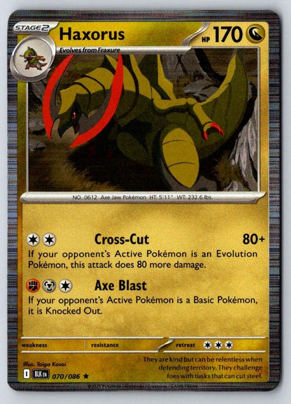 Haxorus 070/086 Holo Rare Black Bolt Pokemon Near Mint