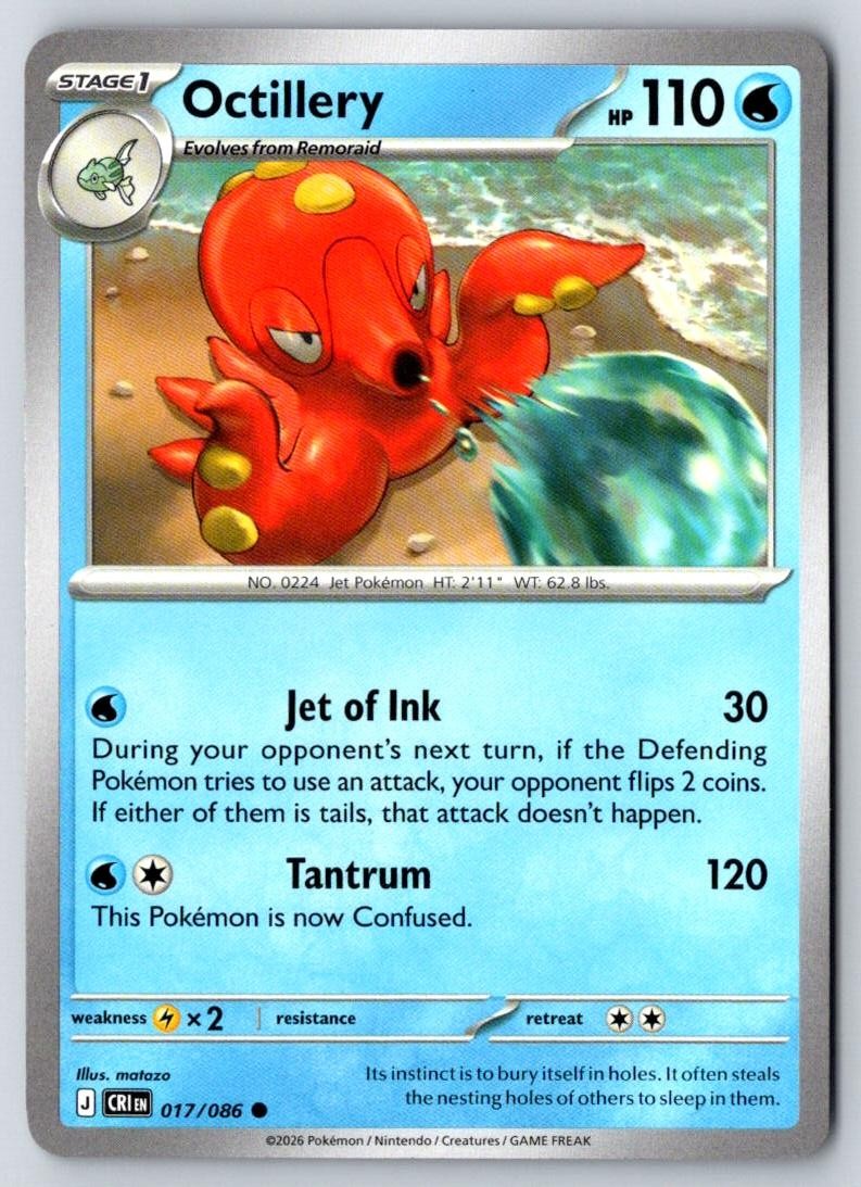 Octillery 017/086 Common Chaos Rising Pokemon Near Mint