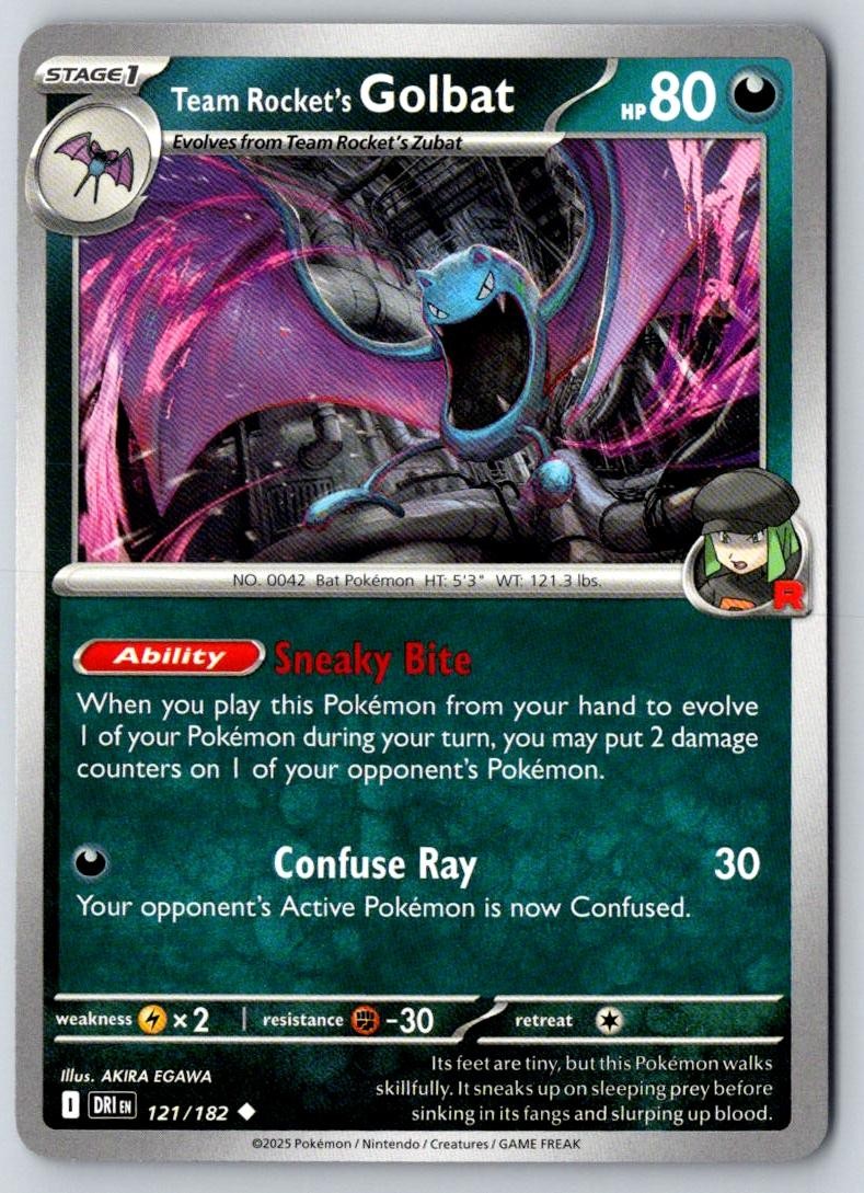 Team Rocket's Golbat 121/182 Uncommon Destined Rivals Pokemon Near Mint