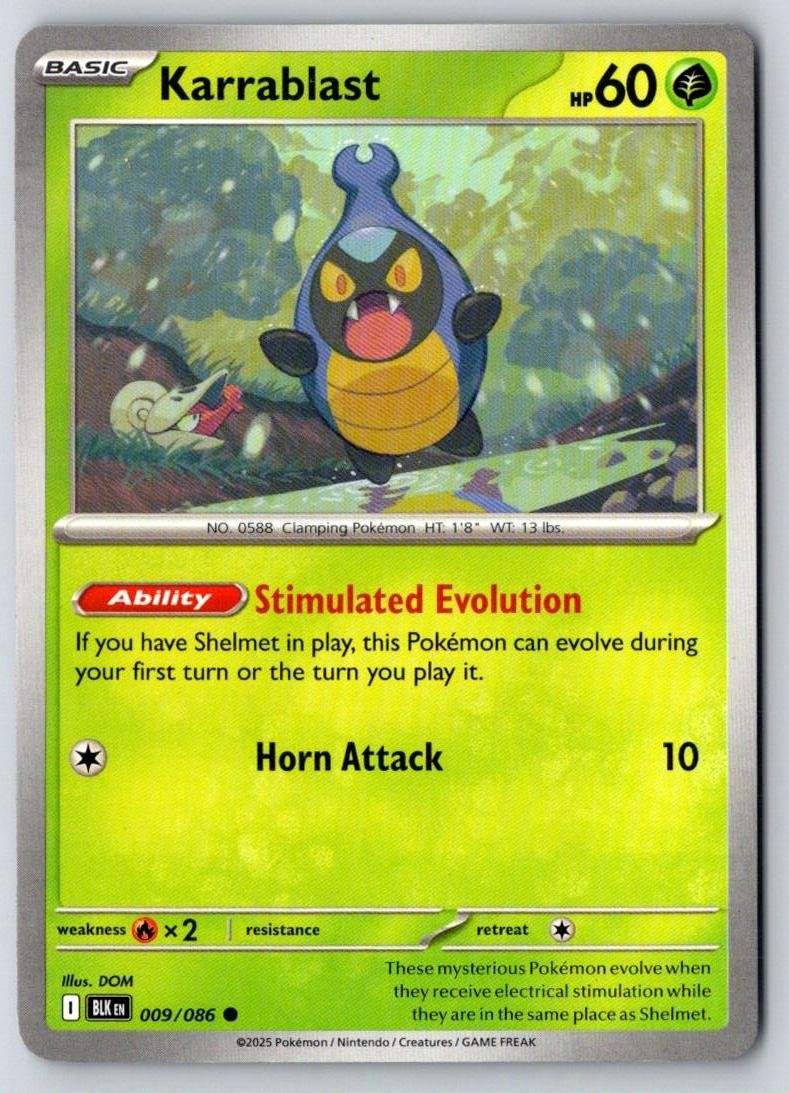 Karrablast 009/086 Common Black Bolt Pokemon Near Mint