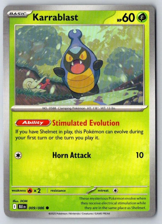 Karrablast 009/086 Common Black Bolt Pokemon Near Mint