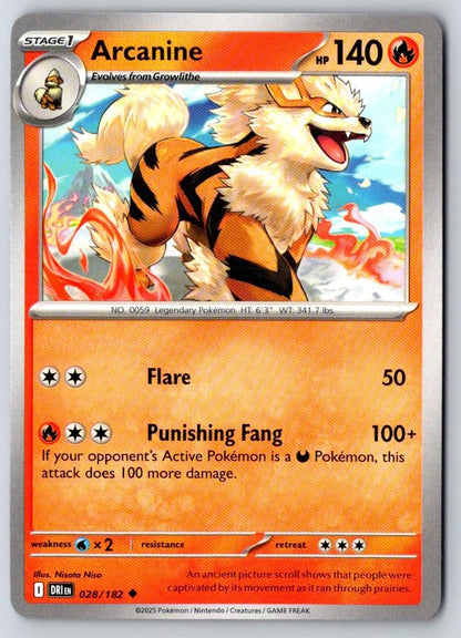 Arcanine 028/182 Uncommon Destined Rivals Pokemon Near Mint