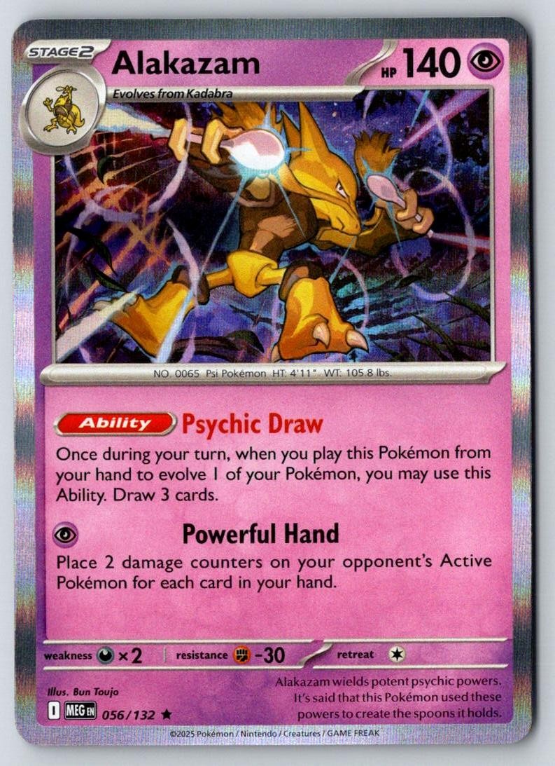 Alakazam 056/132 Rare Mega Evolution Pokemon Holo Near Mint
