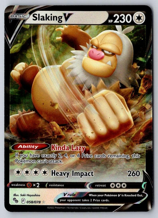 Slaking V 058/078 Holo V Rare Pokemon GO Pokemon