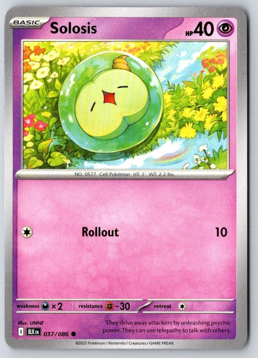 Solosis 037/086 Common Black Bolt Pokemon Near Mint