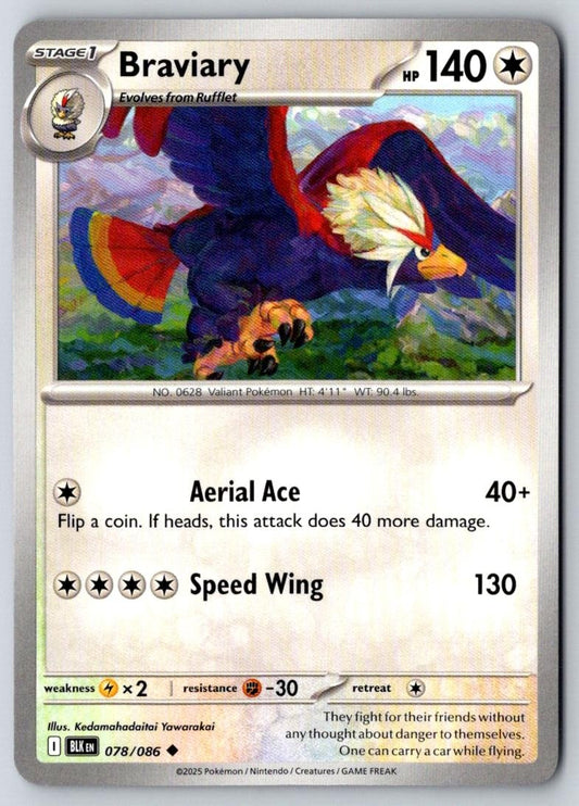 Braviary 078/086 Uncommon Black Bolt Pokemon Near Mint
