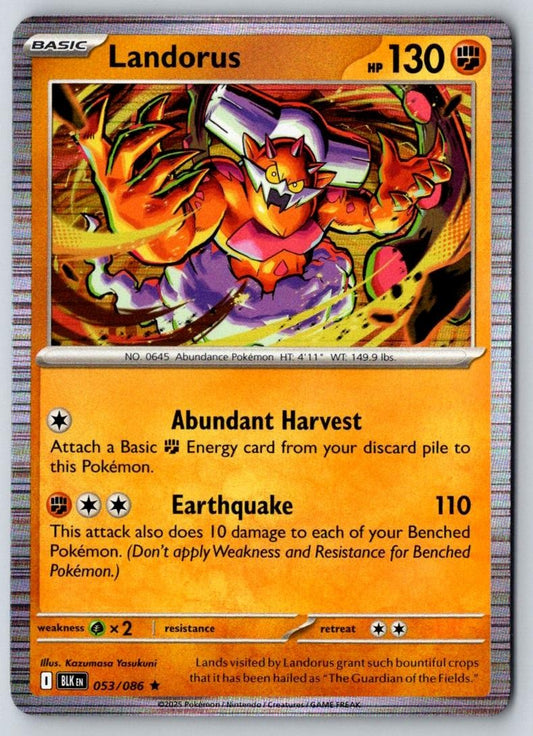 Landorus 053/086 Holo Rare Black Bolt Pokemon Near Mint