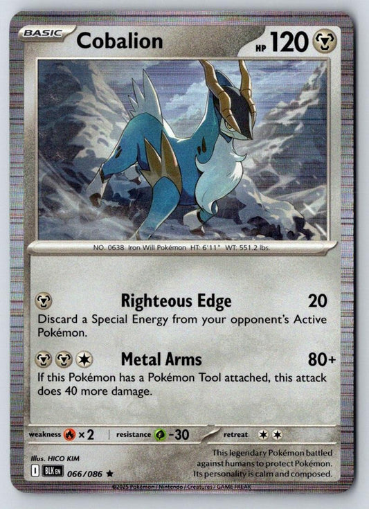 Cobalion 066/086 Holo Rare Black Bolt Pokemon Near Mint