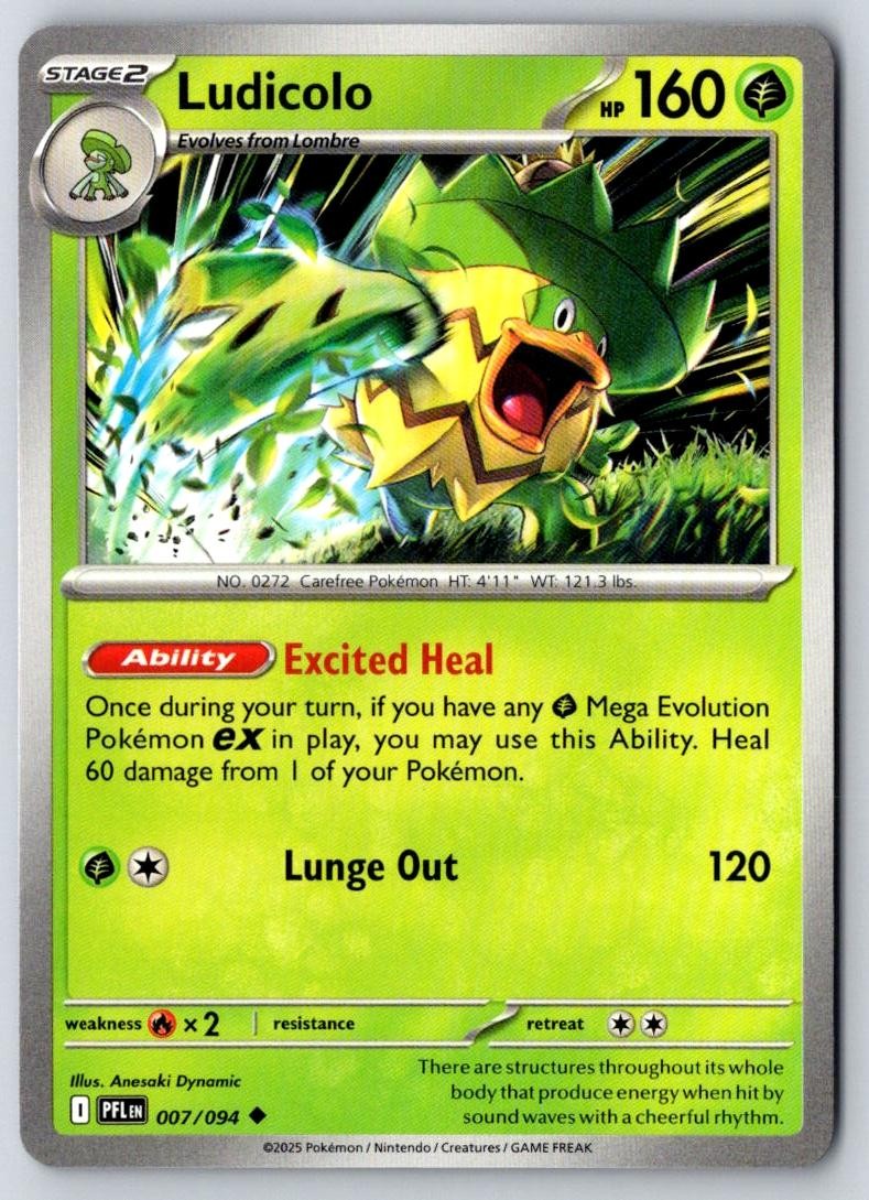 Ludicolo 007/094 Uncommon Phantasmal Flames Pokemon Near Mint
